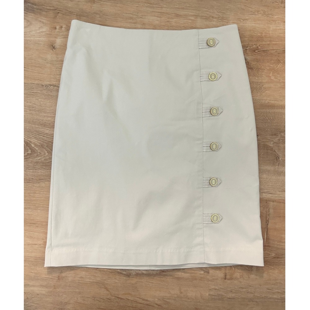 J.McLaughlin Womens Beige Serina High Rise Stretch Pencil Mini Skirt 2 Buttons